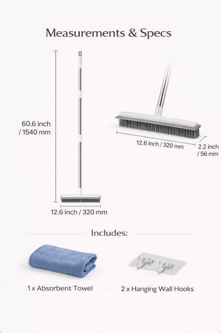 PuraPaw Pet Hair Removal Broom (Adjustable Handle)